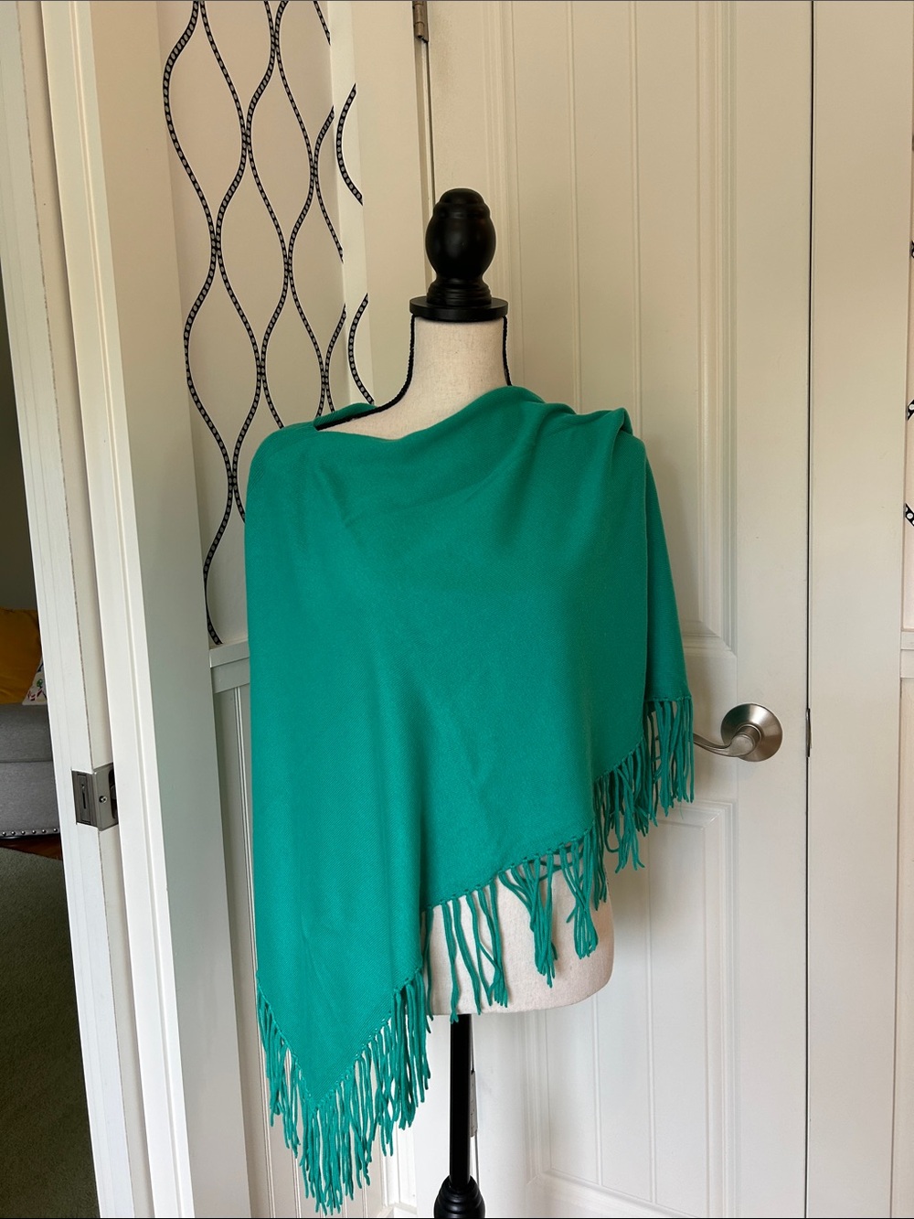 Turquoise Green Fringe Throw Shawl. Great to brighten any outfit. Throw and Go!